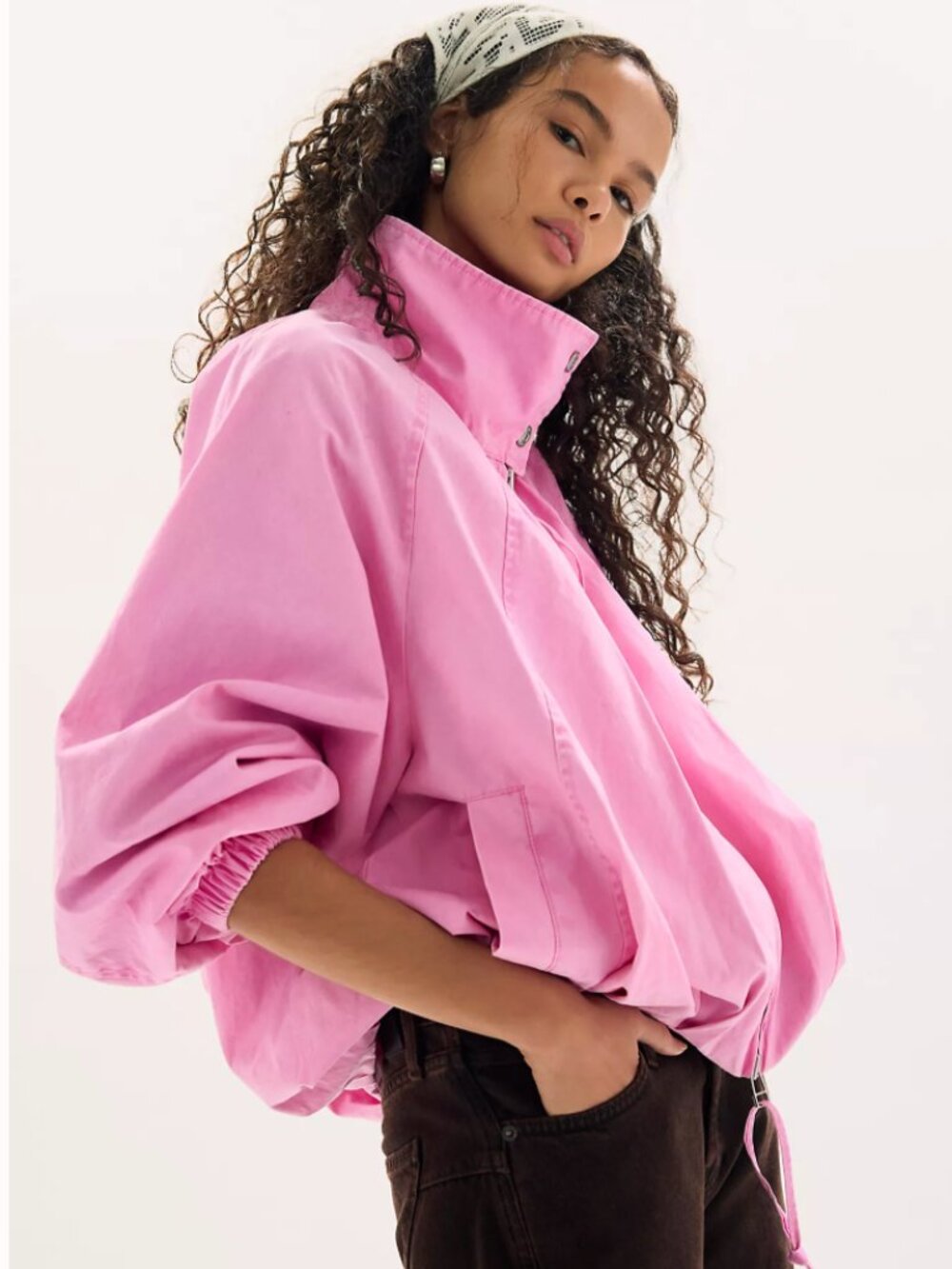 Free People Chelsea Funnel-Neck Oversized Jacket Pink Effortless Women's Size M